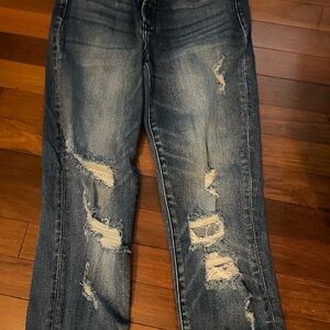 Altar'd State Blue Boyfriend Jeans Distressed Vintage